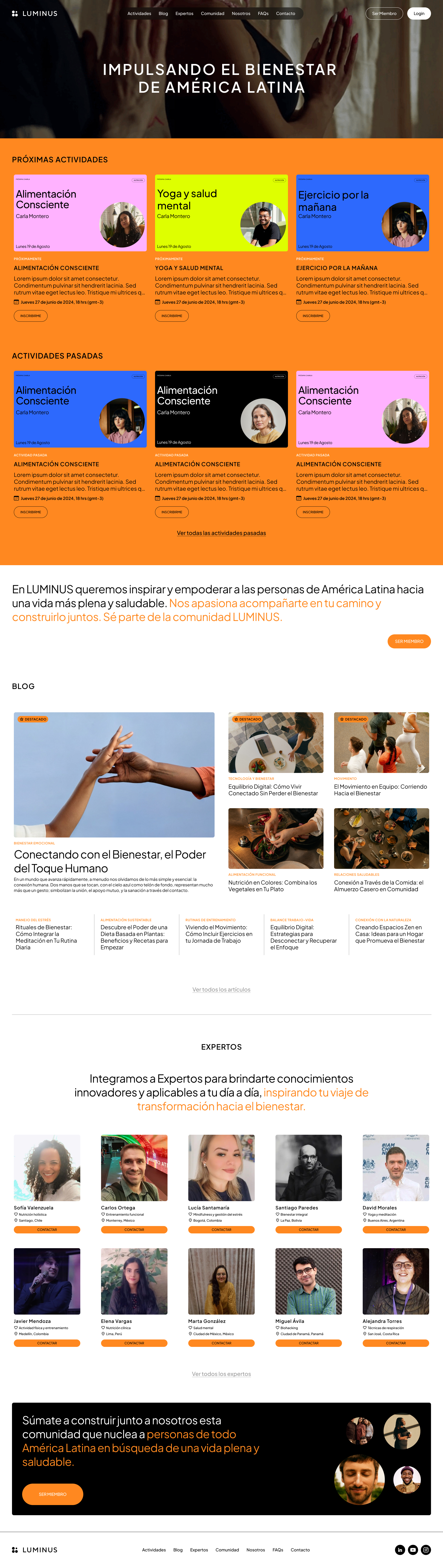 LUMINUS Latam — Wellbeing Platform Landing